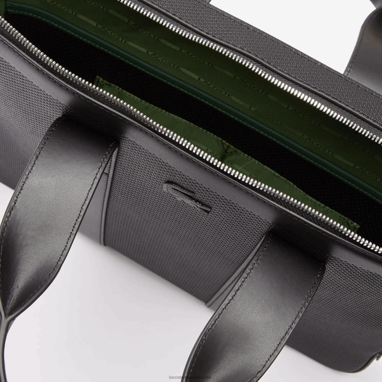 Lacoste chantaco piqué leren extra dunne computertas 0828H2074 zwart 000 Heren