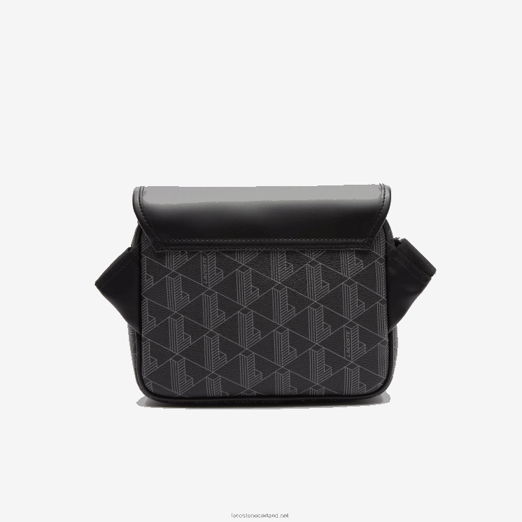 Lacoste de blend geknipt monogram canvas messenger bag 0828H2067 monogram zwart grijs h45 Heren