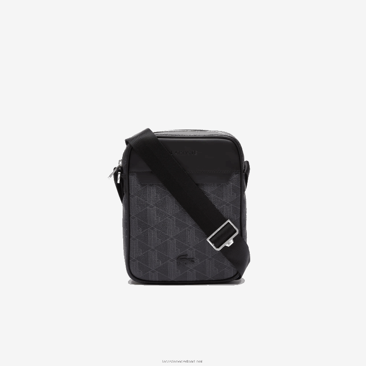 Lacoste de blend monogram canvas verticale tas 0828H2038 monogram zwart grijs h45 Heren