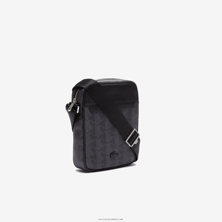 Lacoste de blend monogram canvas verticale tas 0828H2038 monogram zwart grijs h45 Heren