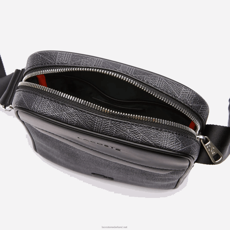 Lacoste de blend monogram canvas verticale tas 0828H2038 monogram zwart grijs h45 Heren