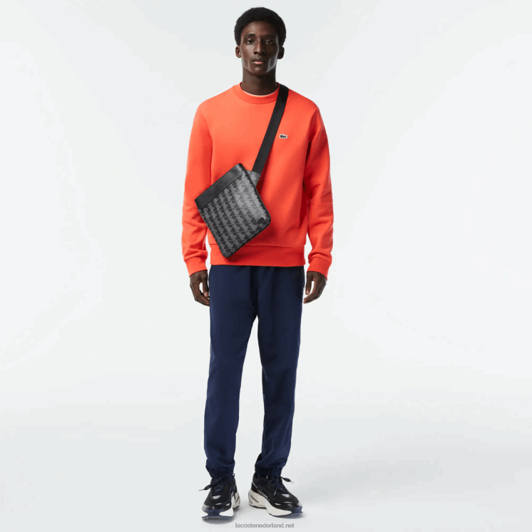 Lacoste de blend schoudertas met monogramprint 0828H1941 monogram zwart grijs h45 Heren