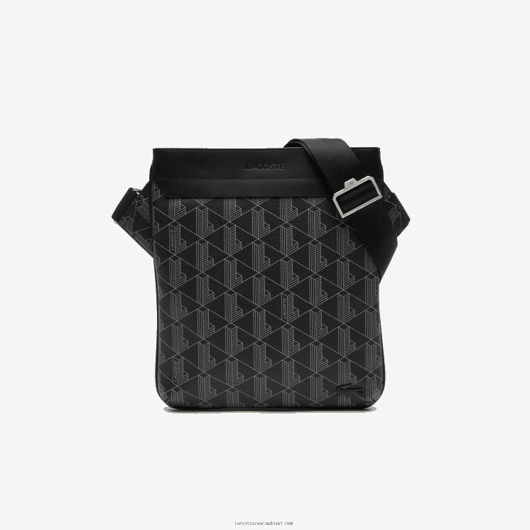 Lacoste de blend schoudertas met monogramprint 0828H1941 monogram zwart grijs h45 Heren