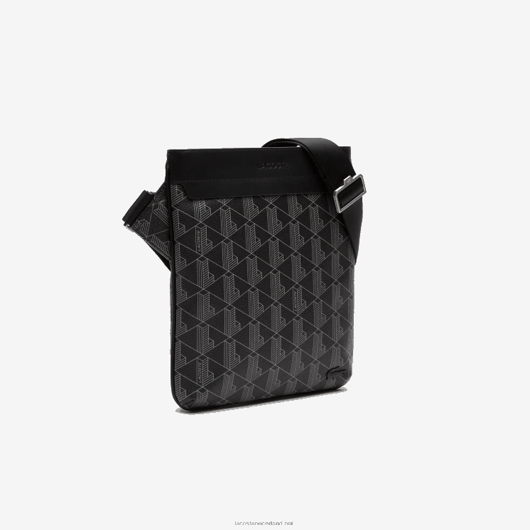 Lacoste de blend schoudertas met monogramprint 0828H1941 monogram zwart grijs h45 Heren