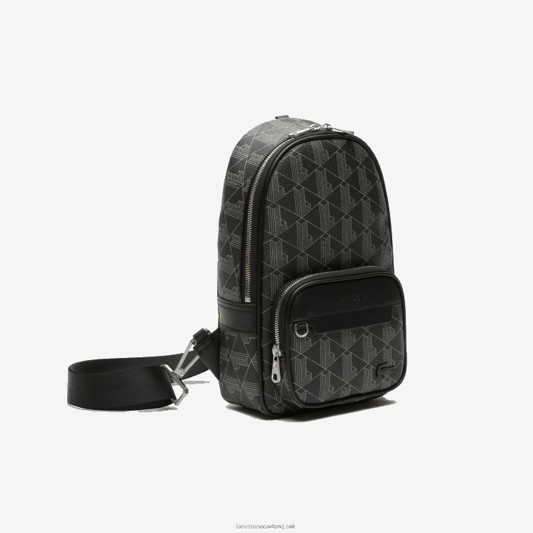 Lacoste de blend schoudertas met monogramprint 0828H1975 monogram zwart grijs h45 Heren