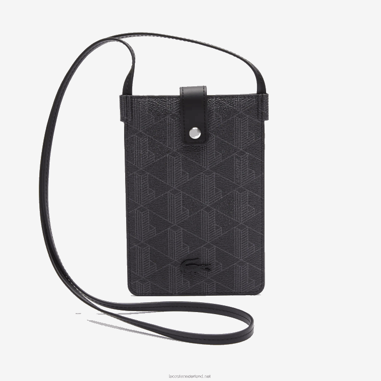 Lacoste het blend-monogram canvas smartphone-etui 0828H2037 monogram zwart grijs h45 Heren