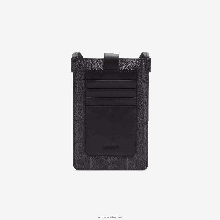 Lacoste het blend-monogram canvas smartphone-etui 0828H2037 monogram zwart grijs h45 Heren