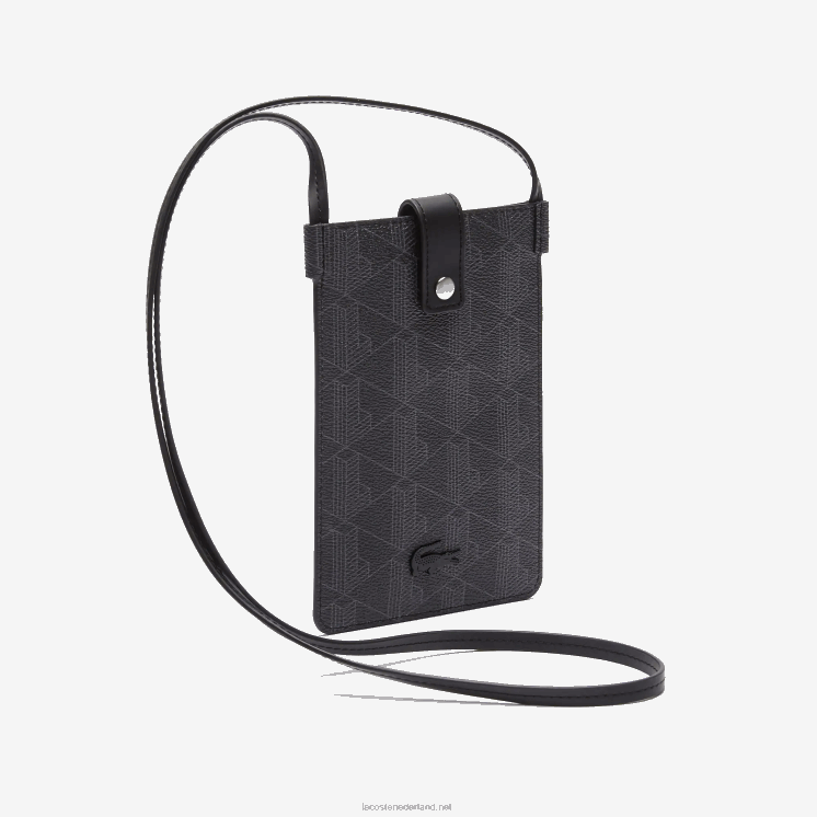 Lacoste het blend-monogram canvas smartphone-etui 0828H2037 monogram zwart grijs h45 Heren