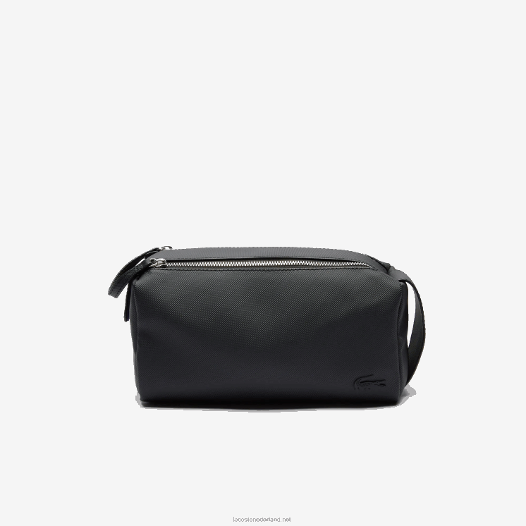 Lacoste klassieke petit piqué toilettas met dubbele rits 0828H2053 zwart 000 Heren