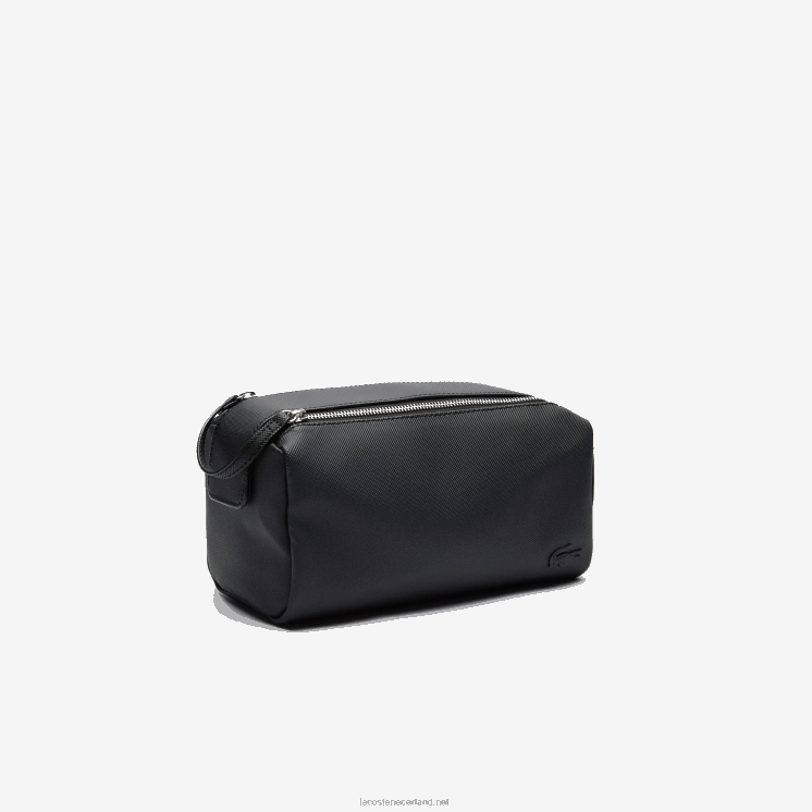 Lacoste klassieke petit piqué toilettas met dubbele rits 0828H2053 zwart 000 Heren