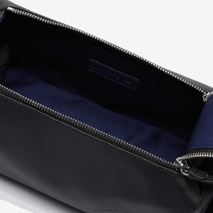 Lacoste klassieke petit piqué toilettas met dubbele rits 0828H2053 zwart 000 Heren