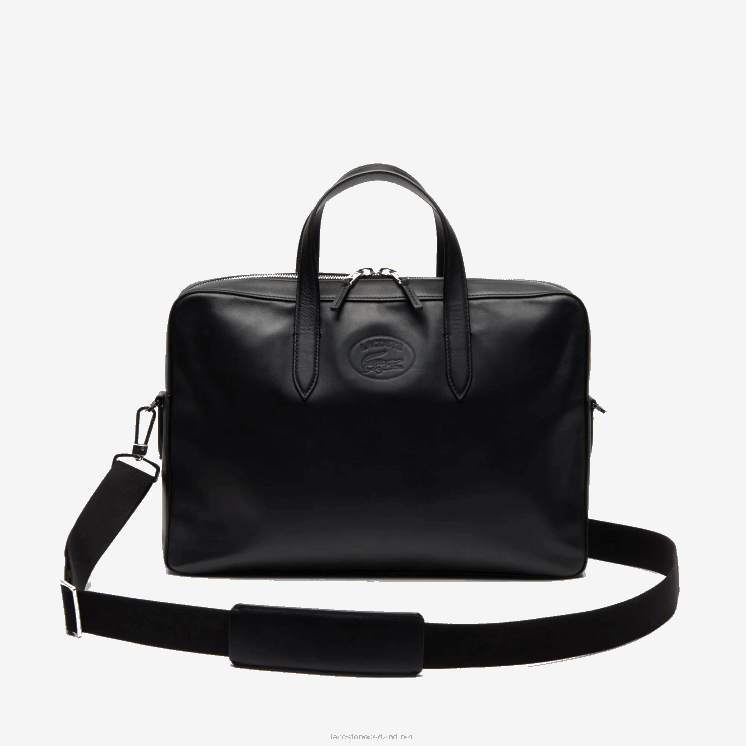 Lacoste l.12.12 afneembare leren computertas met schouderband 0828H2030 zwart 000 Heren