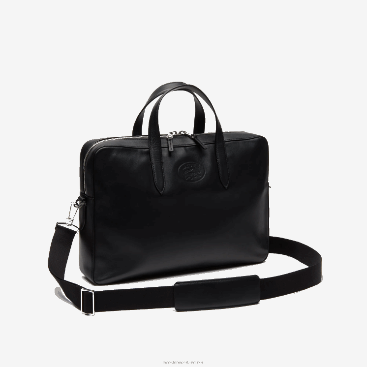Lacoste l.12.12 afneembare leren computertas met schouderband 0828H2030 zwart 000 Heren