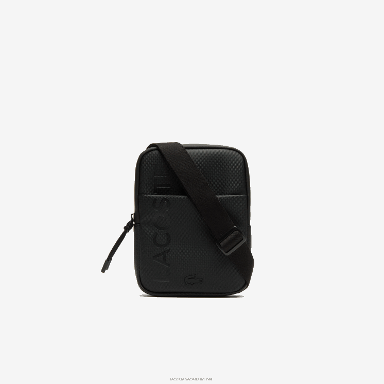 Lacoste l.12.12 kleine platte tas met ritssluiting van het merk 0828H2008 zwart 000 Heren