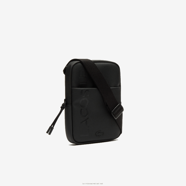 Lacoste l.12.12 kleine platte tas met ritssluiting van het merk 0828H2008 zwart 000 Heren