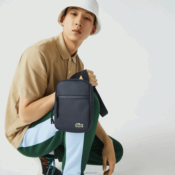 Lacoste lcst gecoat canvas kleine platte crossbody tas 0828H2016 verduistering b88 Heren