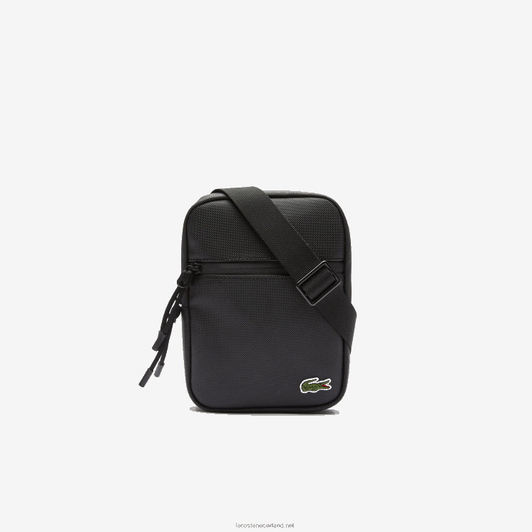 Lacoste lcst gecoat canvas kleine platte crossbody tas 0828H2018 zwart 000 Heren