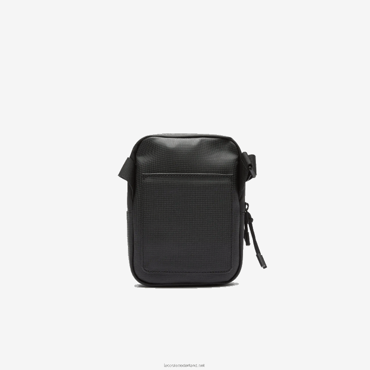 Lacoste lcst gecoat canvas kleine platte crossbody tas 0828H2018 zwart 000 Heren