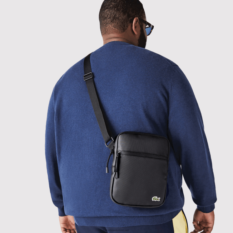 Lacoste lcst medium petit piqué cross-over tas met ritssluiting 0828H2013 zwart 000 Heren