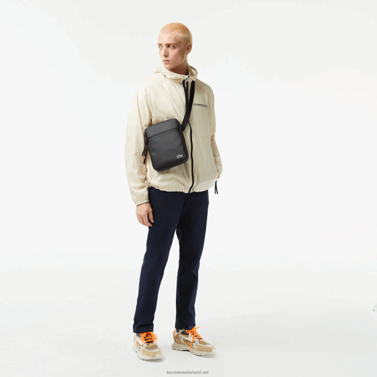Lacoste lcst medium petit piqué cross-over tas met ritssluiting 0828H2013 zwart 000 Heren