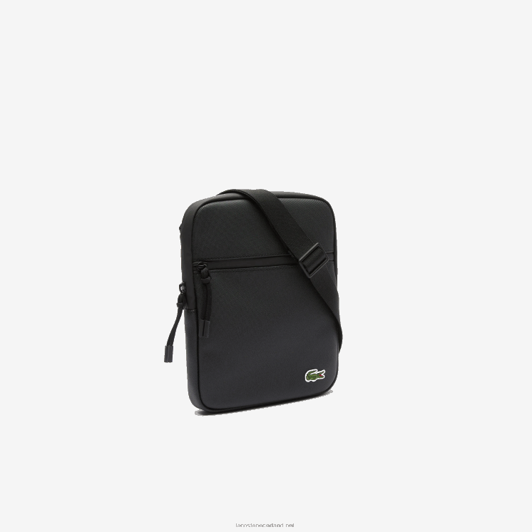 Lacoste lcst medium petit piqué cross-over tas met ritssluiting 0828H2013 zwart 000 Heren