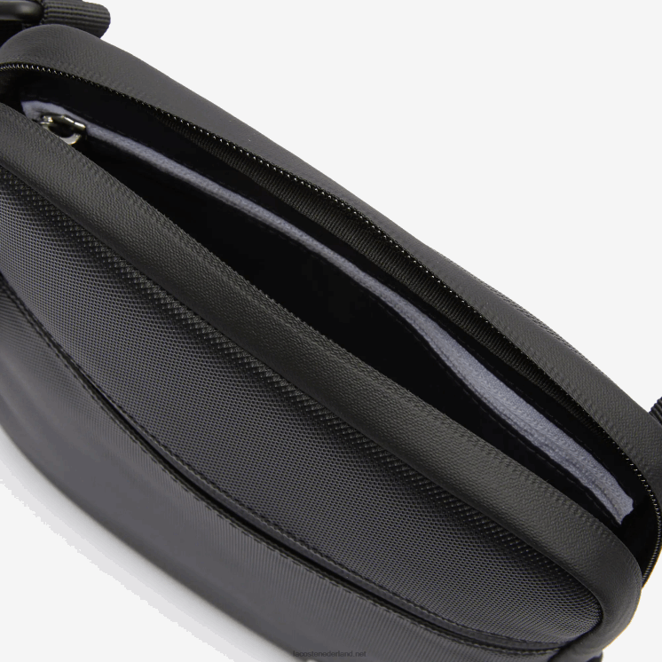 Lacoste lcst medium petit piqué cross-over tas met ritssluiting 0828H2013 zwart 000 Heren