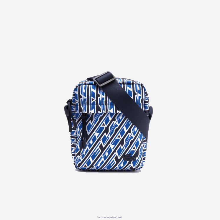 Lacoste neocroc verticale messenger bag met logoprint 0828H1974 zwart-wit l63 Heren