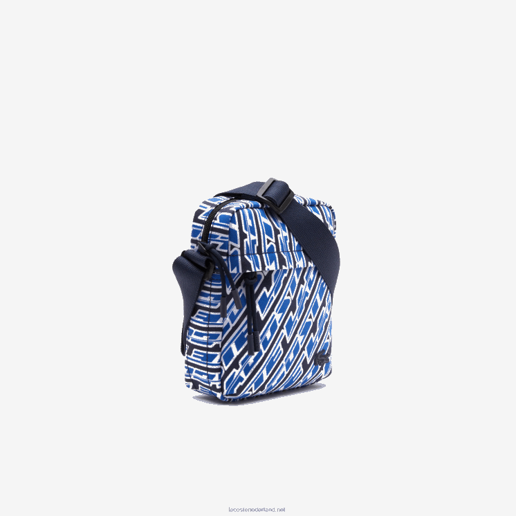 Lacoste neocroc verticale messenger bag met logoprint 0828H1974 zwart-wit l63 Heren