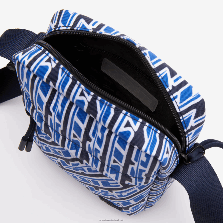 Lacoste neocroc verticale messenger bag met logoprint 0828H1974 zwart-wit l63 Heren