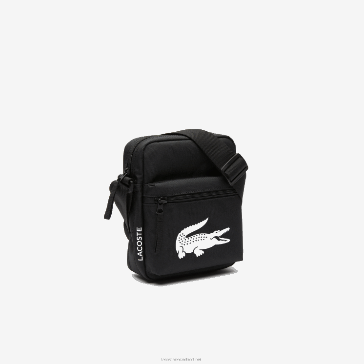 Lacoste schoudertas van gerecyclede vezels 0828H1998 zwart 000 Heren