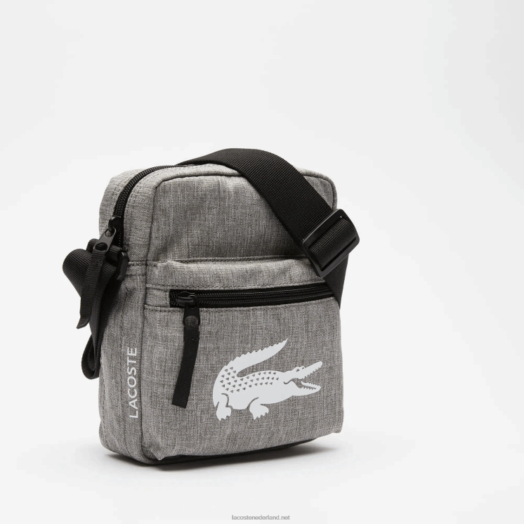 Lacoste schoudertas van gerecyclede vezels 0828H2000 gris chine a39 Heren