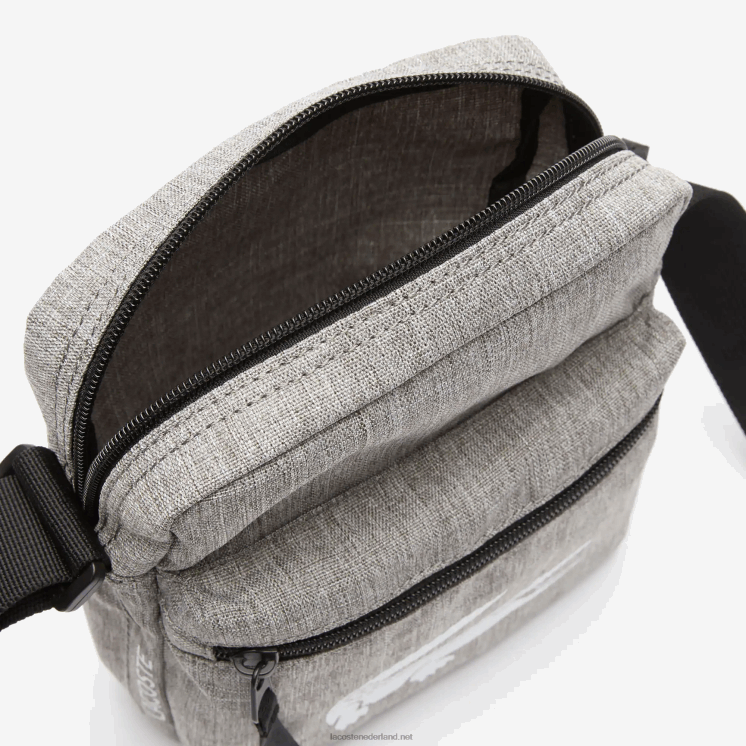 Lacoste schoudertas van gerecyclede vezels 0828H2000 gris chine a39 Heren