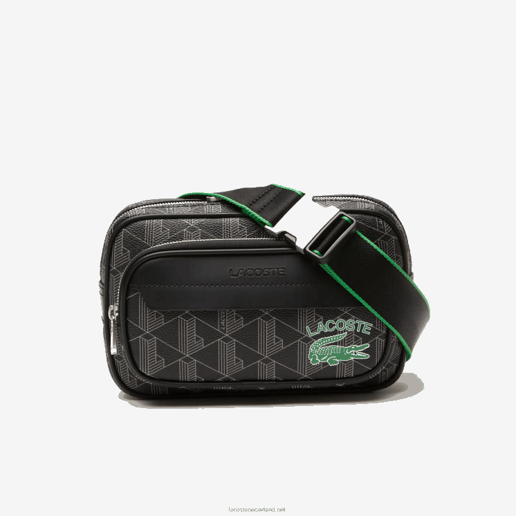 Lacoste the blend crossbodytas met monogramprint: klein 0828H1961 mono noir gris estragon l83 Heren