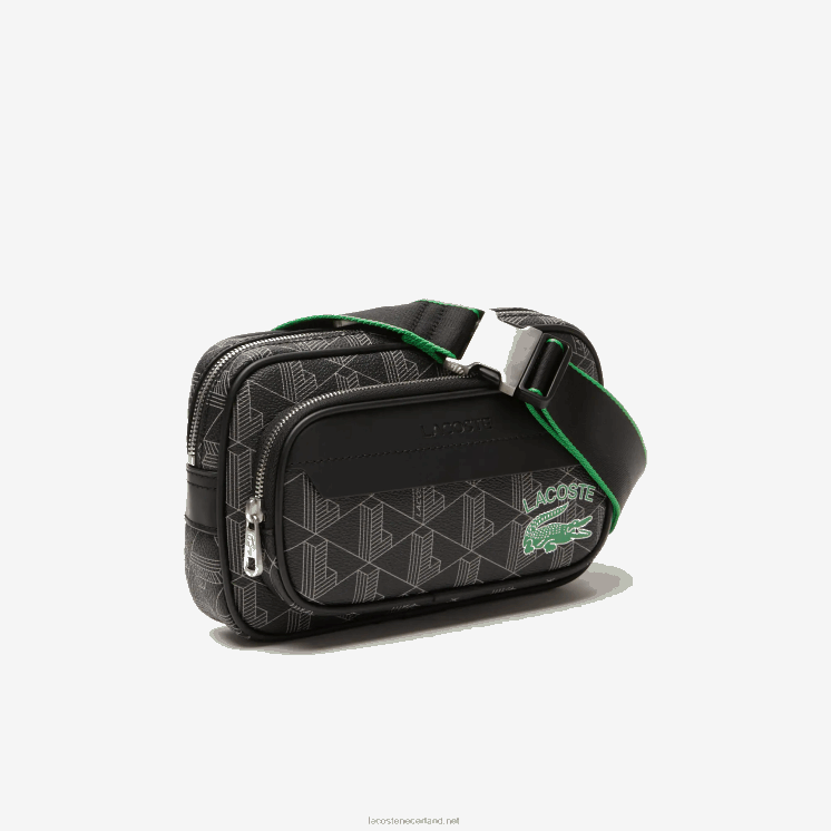 Lacoste the blend crossbodytas met monogramprint: klein 0828H1961 mono noir gris estragon l83 Heren