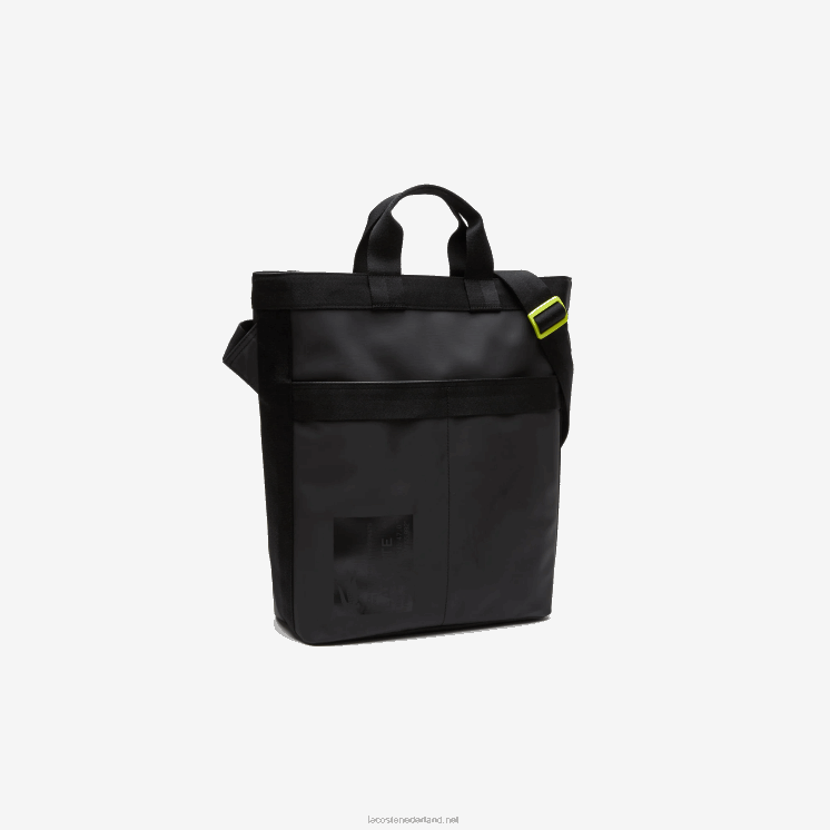 Lacoste waterafstotende draagtas met kenmerkende print 0828H2057 zwarte limoen k68 Heren
