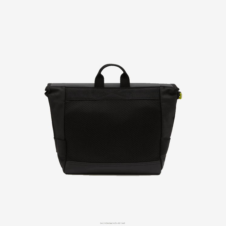 Lacoste waterafstotende messengertas met kenmerkende print 0828H2036 zwarte limoen k68 Heren