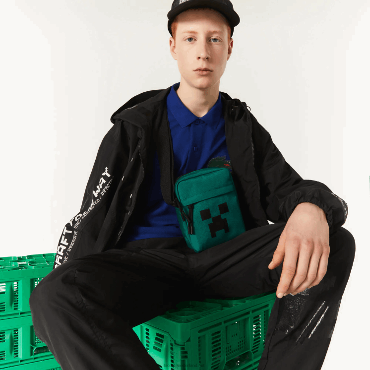 verticale crossover-tas van lacoste x canvas met minecraft-print 0828H2033 voorspel minecraft j94 Heren