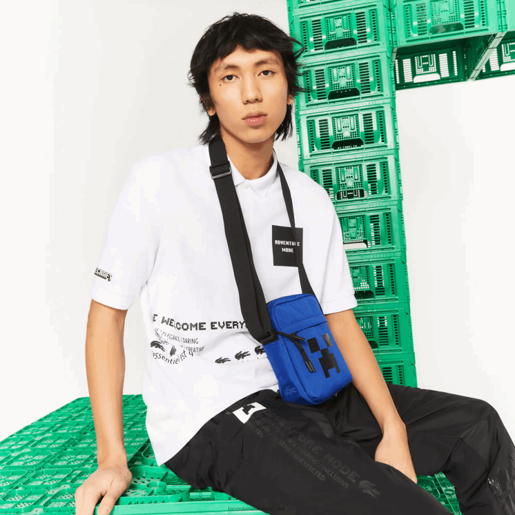 verticale crossover-tas van lacoste x canvas met minecraft-print 0828H2035 cosmique minecraft j93 Heren