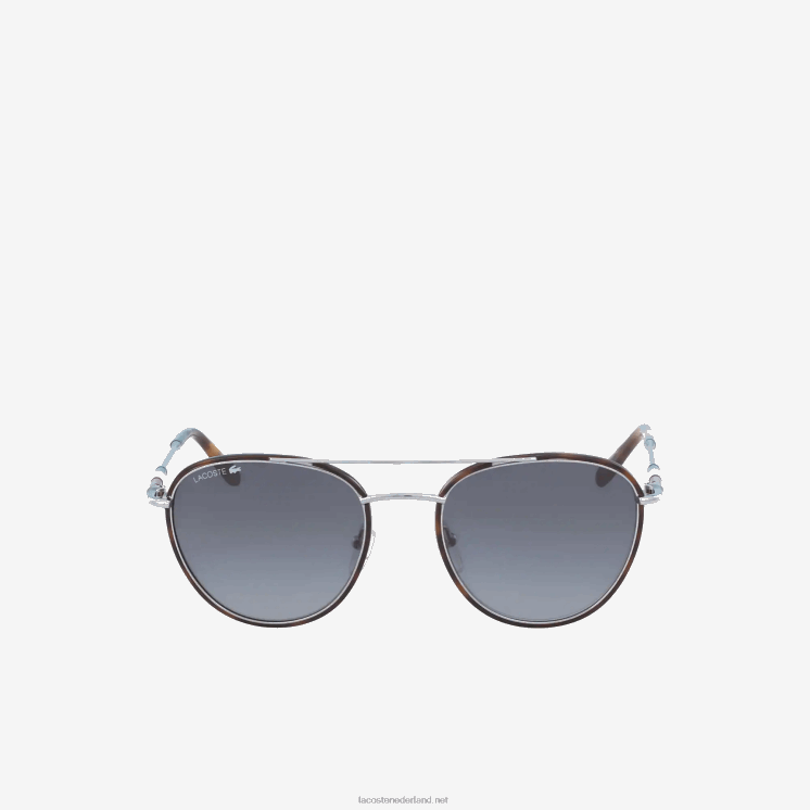 Lacoste ovale metalen novak djokovic collectie zonnebril 0828H2913 mat zilver 045 Heren