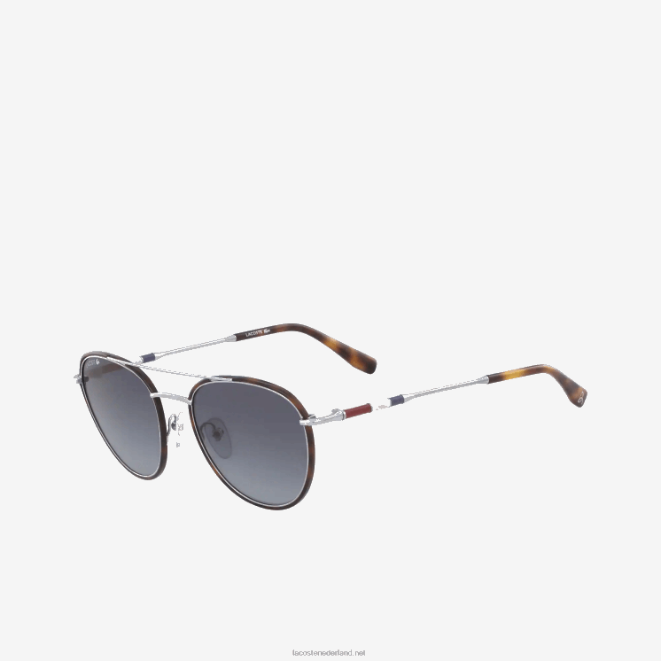Lacoste ovale metalen novak djokovic collectie zonnebril 0828H2913 mat zilver 045 Heren