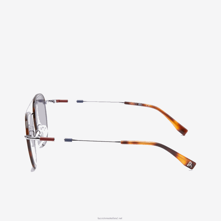 Lacoste ovale metalen novak djokovic collectie zonnebril 0828H2913 mat zilver 045 Heren