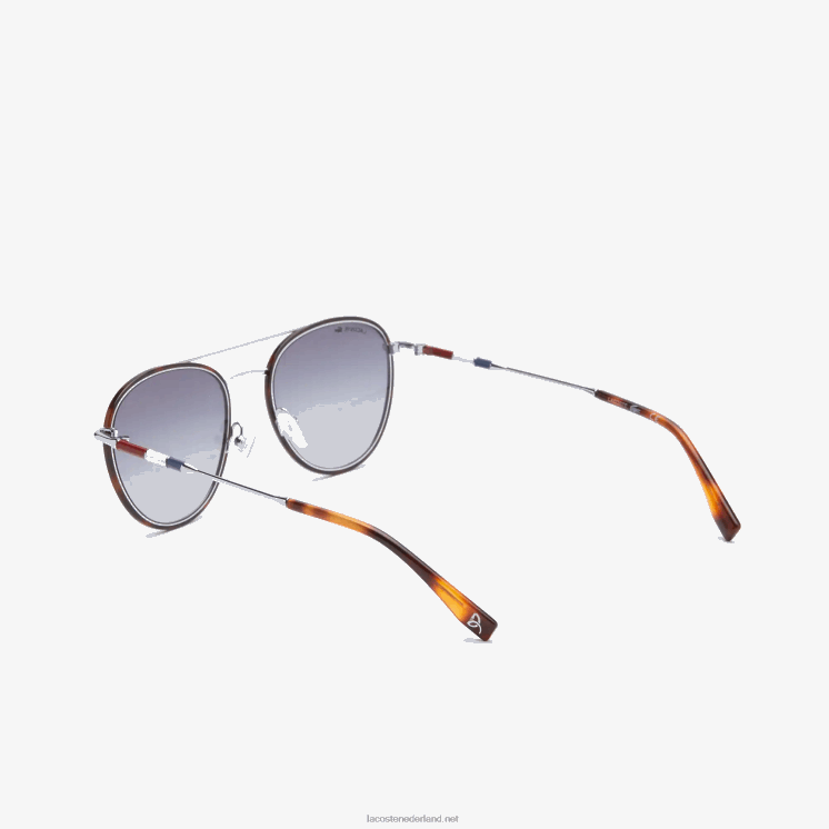 Lacoste ovale metalen novak djokovic collectie zonnebril 0828H2913 mat zilver 045 Heren