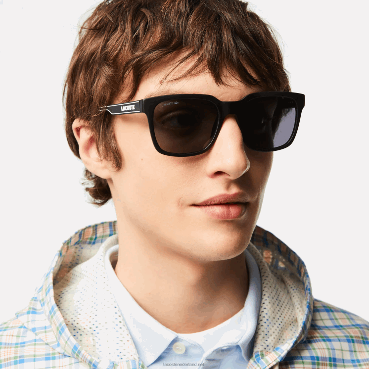 Lacoste rechthoek actieve lijn zonnebril 0828H2281 zwart/blauw 002 Heren