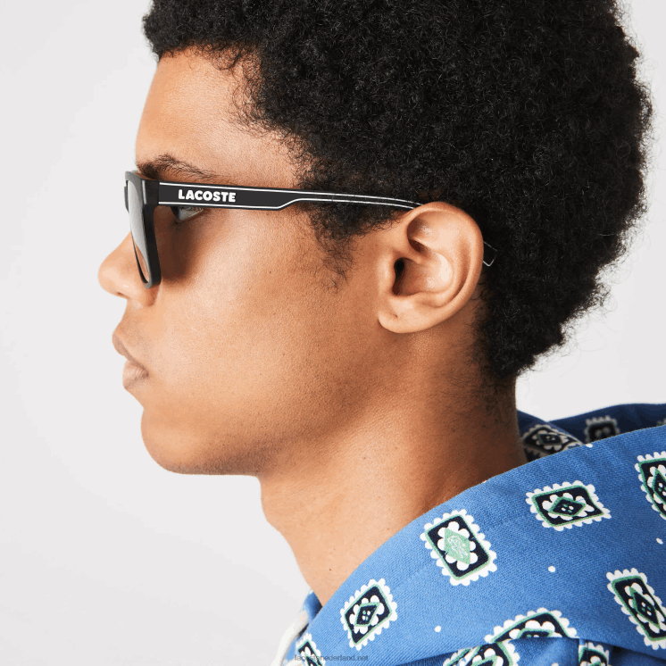 Lacoste rechthoek actieve lijn zonnebril 0828H2281 zwart/blauw 002 Heren
