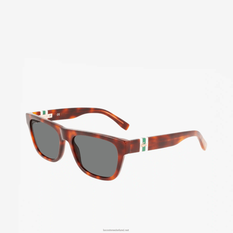 Lacoste rechthoekige acetaat l.12.12 zonnebril in schaalstijl 0828H2183 havanna 240 Heren