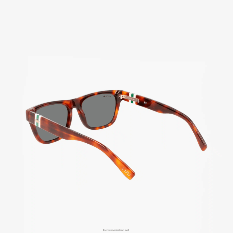 Lacoste rechthoekige acetaat l.12.12 zonnebril in schaalstijl 0828H2183 havanna 240 Heren