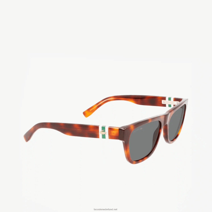 Lacoste rechthoekige acetaat l.12.12 zonnebril in schaalstijl 0828H2183 havanna 240 Heren
