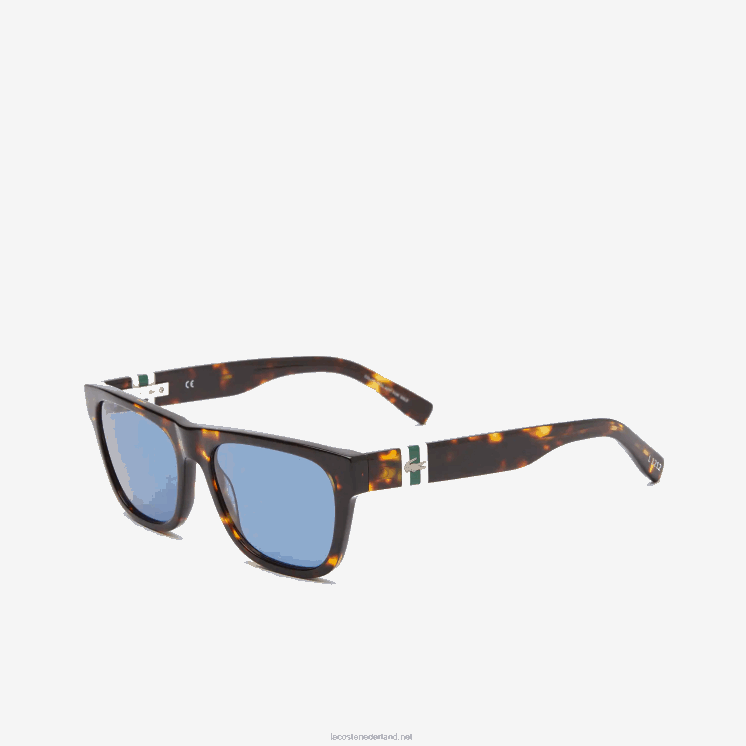 Lacoste rechthoekige acetaat l.12.12 zonnebril in schaalstijl 0828H2184 mat havana 230 Heren