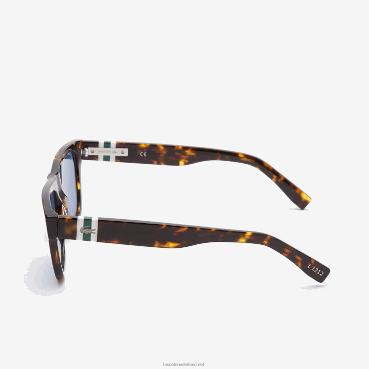 Lacoste rechthoekige acetaat l.12.12 zonnebril in schaalstijl 0828H2184 mat havana 230 Heren