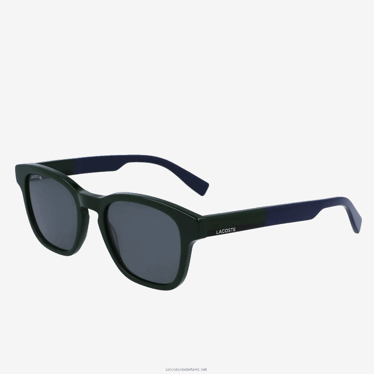 Lacoste rechthoekige zonnebril van acetaat met textiel touch 0828H2347 groen 300 Heren